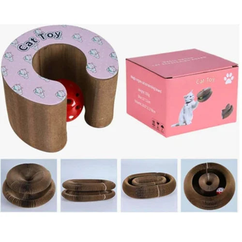 Cat/dog Scratch Toy with Bell Ball, Magnetic Corrugated Cardboard, Interactive Toy