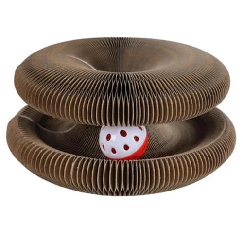 Cat/dog Scratch Toy with Bell Ball, Magnetic Corrugated Cardboard, Interactive Toy