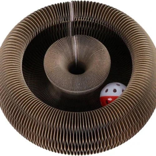 Cat/dog Scratch Toy with Bell Ball, Magnetic Corrugated Cardboard, Interactive Toy