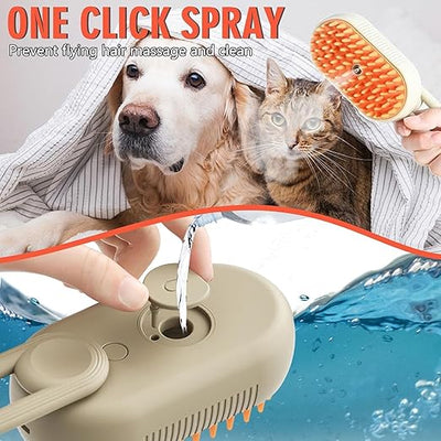 3 In1 Pet Steam Brush - One-Touch Spray Pet Hair Removal Tool 360°Rotating Handle Cat Brush With Steam Silicone Massage Comb Cat Brush For Shedding Multifunctional Dog Hair Brush