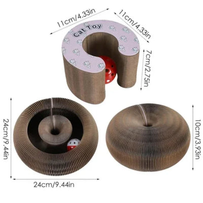 Cat/dog Scratch Toy with Bell Ball, Magnetic Corrugated Cardboard, Interactive Toy