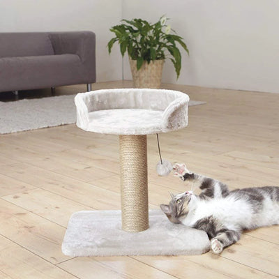 Jute & fabric cat scratching post tower with a seat & Toy Actity toy for sleeping cats