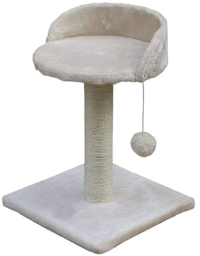 Jute & fabric cat scratching post tower with a seat & Toy Actity toy for sleeping cats